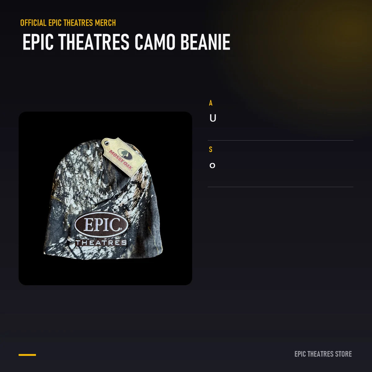 Epic Theatres Camo Beanie specifications and features