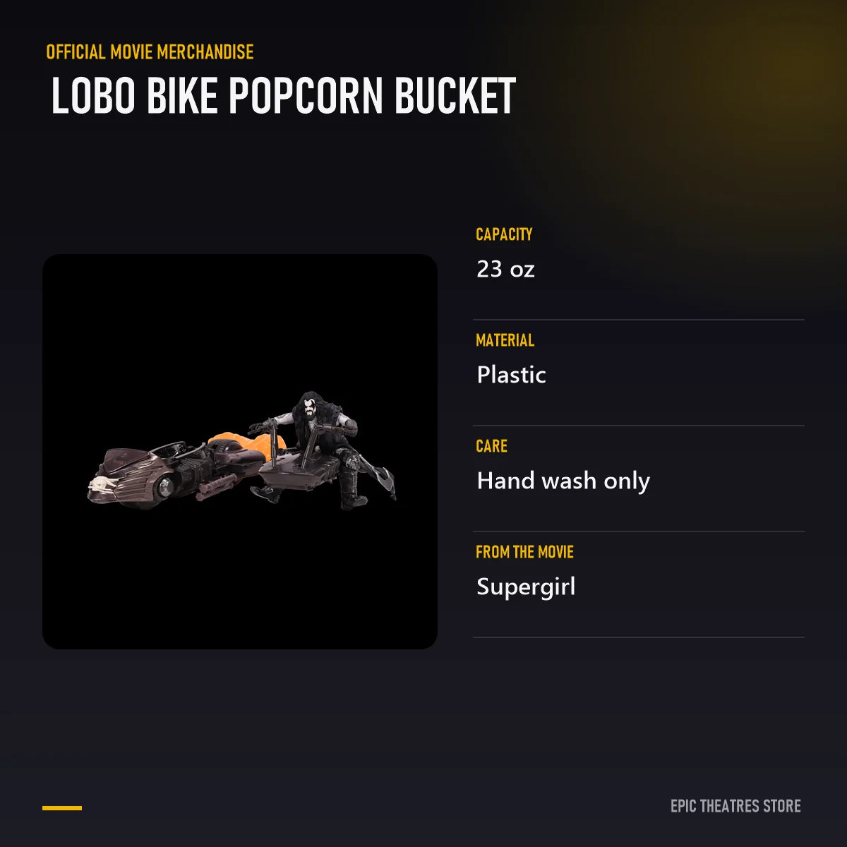 Lobo Bike Popcorn Bucket specifications and features