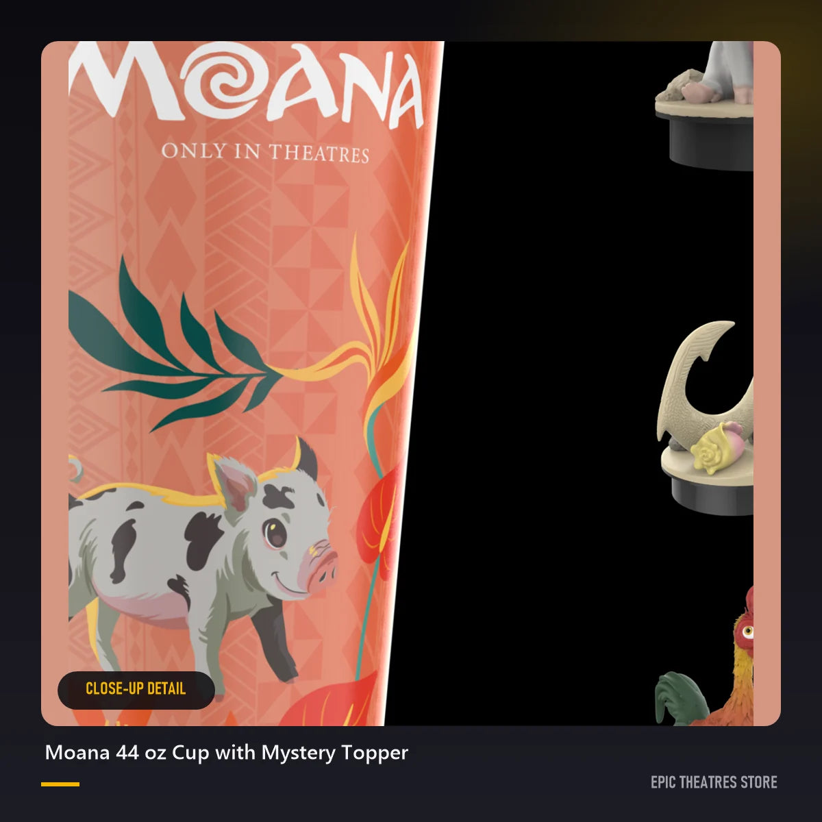 Moana 44 oz Cup with Mystery Topper close-up detail