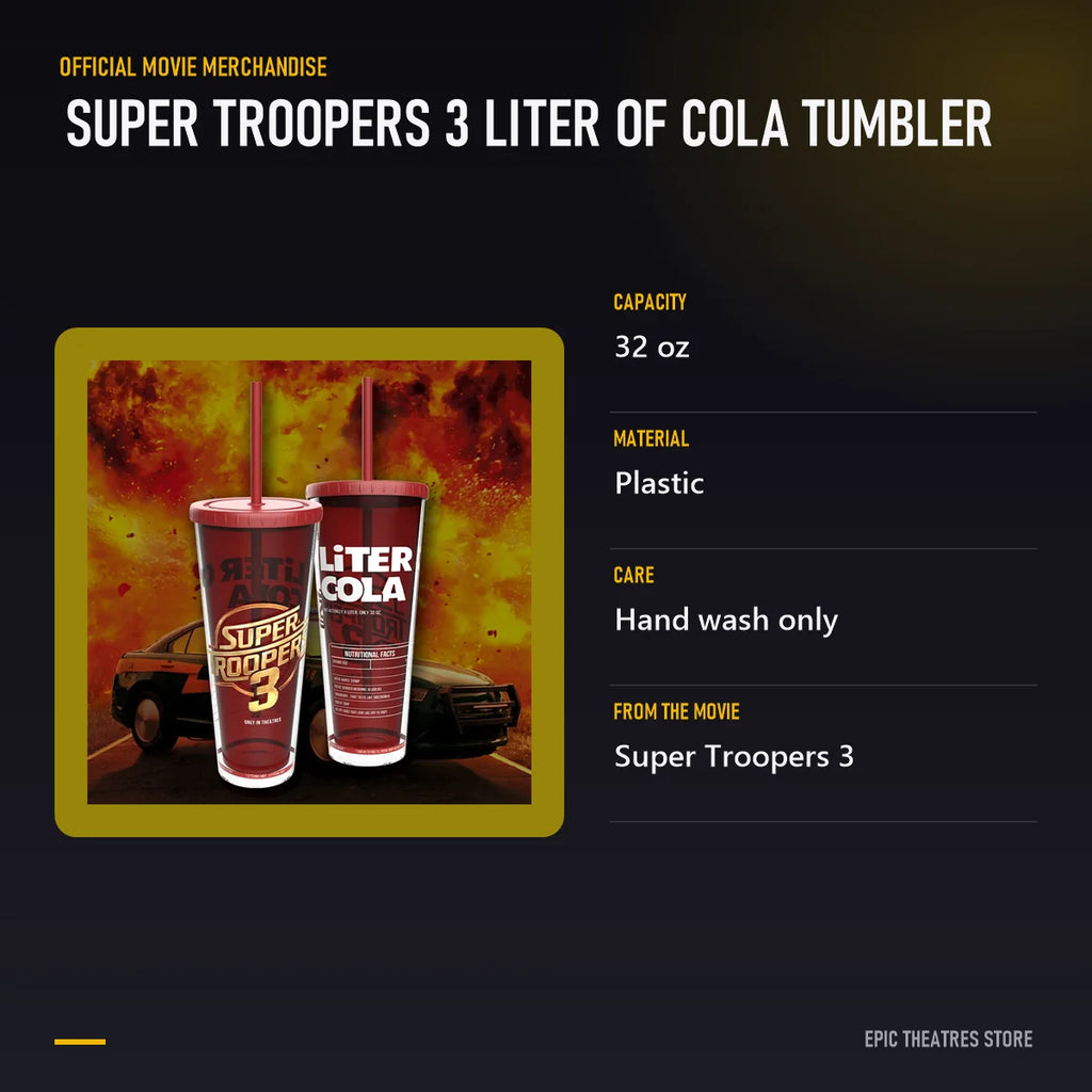 Super Troopers 3 Liter of Cola Tumbler specifications and features