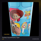Toy Story 5 Cup with Mystery Topper close-up detail