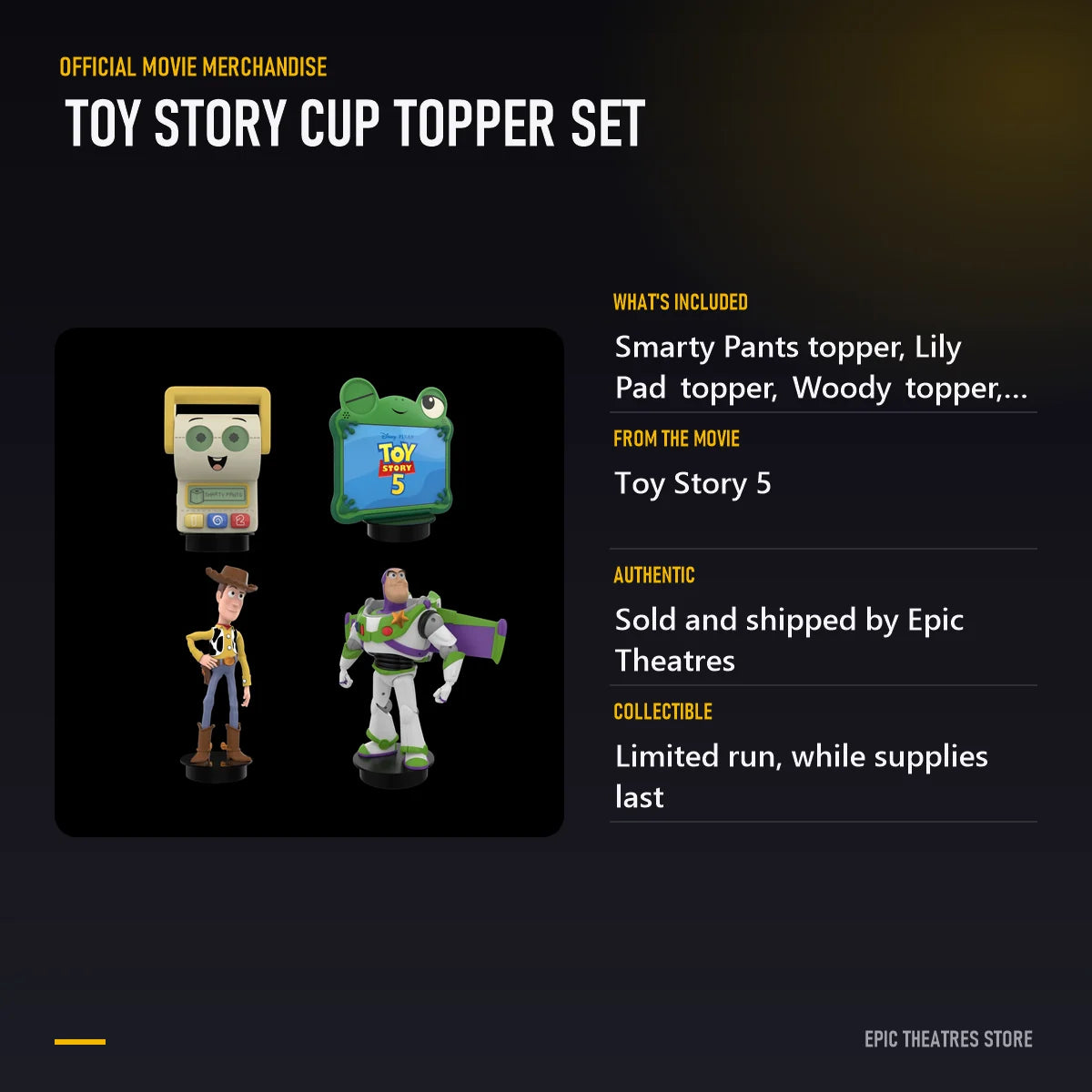 Toy Story Cup Topper Set specifications and features